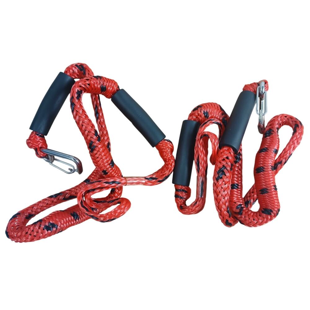 NWT ONOSHIP 2.5 Ft Boat Bungee Dock Lines – 2PCS Red & Black with 316 SS Clip